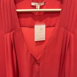 Pleione Pleated V-neck Blouse